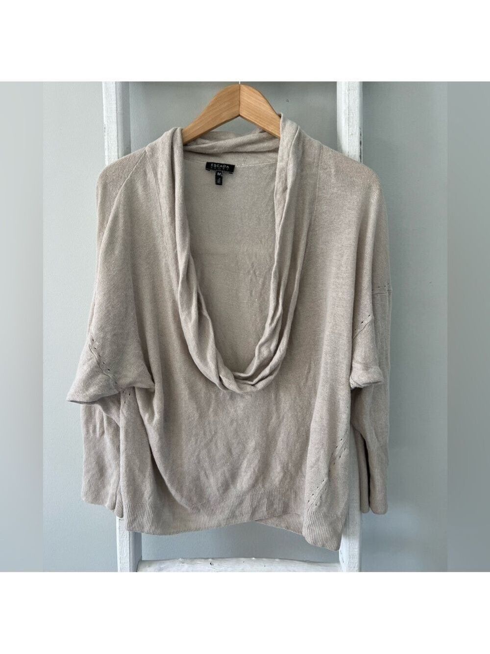 Escada sport lightweight deep cowl neck neutral summer sweater medium